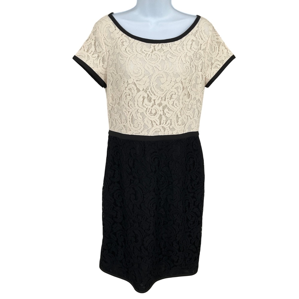 Ann Taylor Lace Sheath Dress Women 10 Floral Colorblock Career Cocktail Feminine